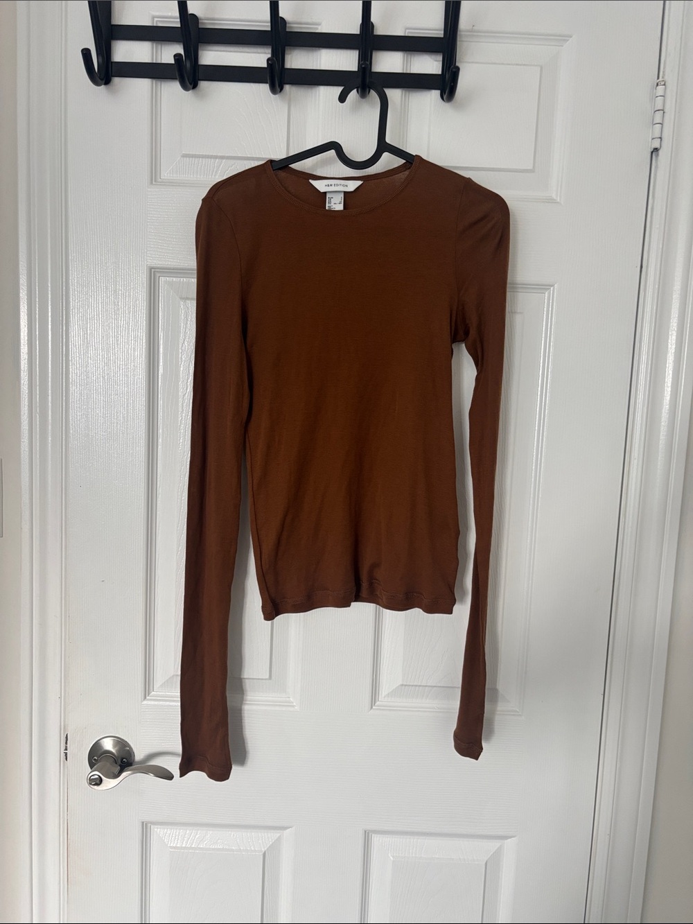 H&M Brown Long-Sleeve Crewneck Top